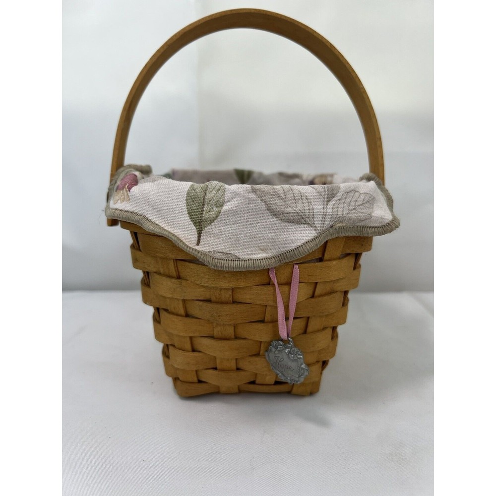 Vtg Longaberger Basket American Cancer Society Hope‎ w/ Floral Liner & Protector